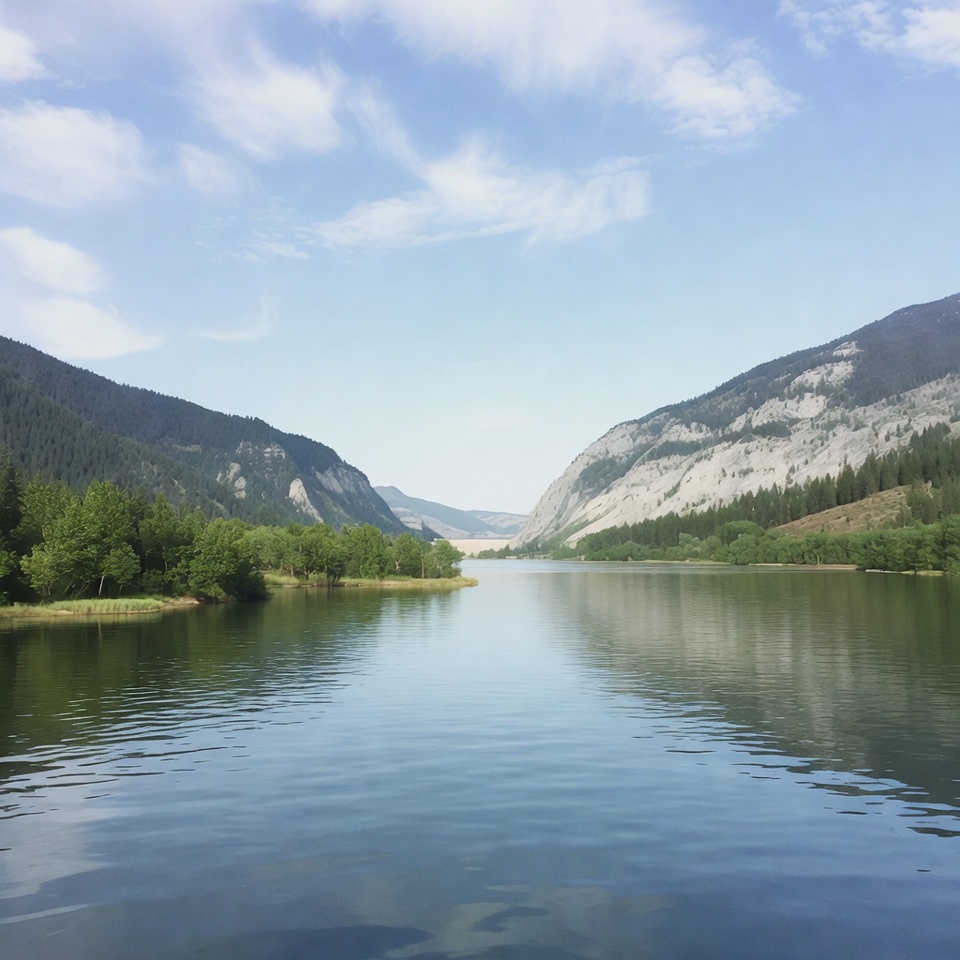 Water flowing between mountain valleys Water flowing between mountain valleys