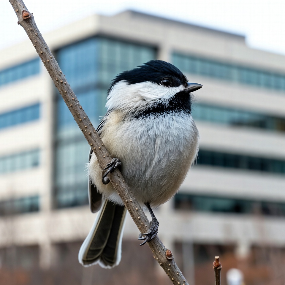 Bird perched on a branch at urban site Bird perched on a branch at urban site
