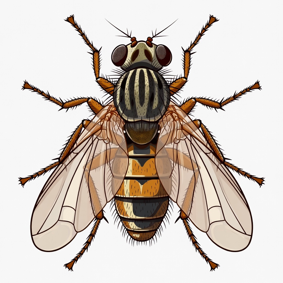 Detailed view of a fly on a plain background Detailed view of a fly on a plain background