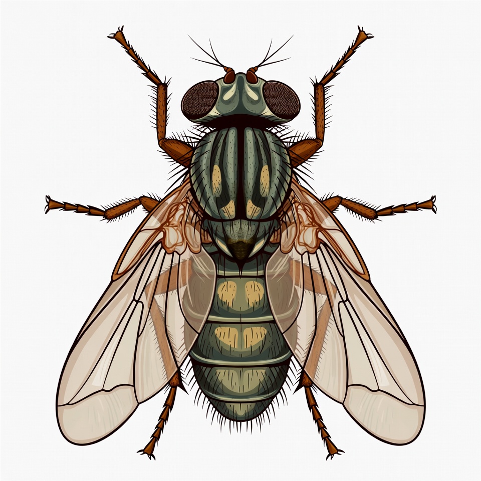 Detailed view of a common fly Detailed view of a common fly