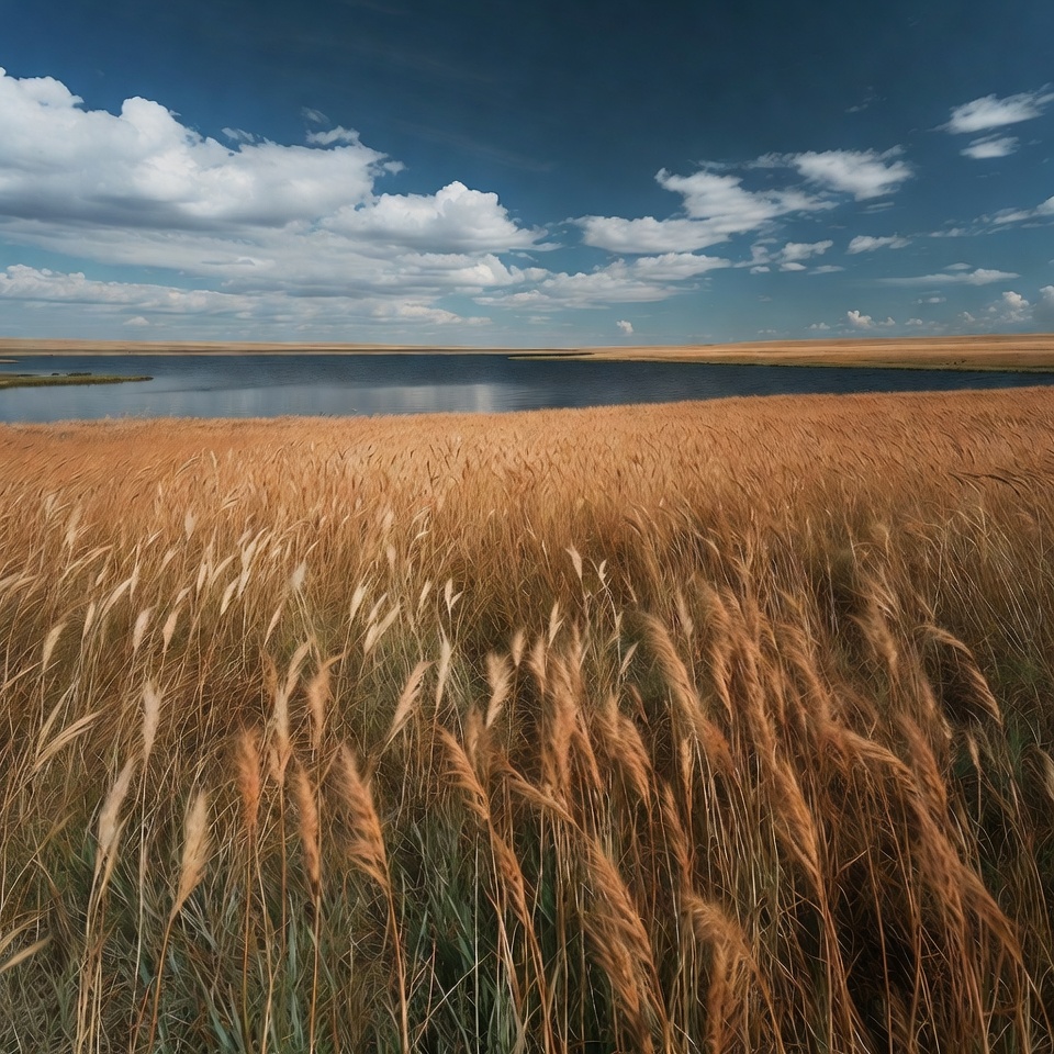 Golden grass by the lake Golden grass by the lake