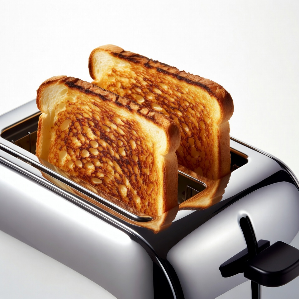Toasting bread in a modern kitchen Toasting bread in a modern kitchen