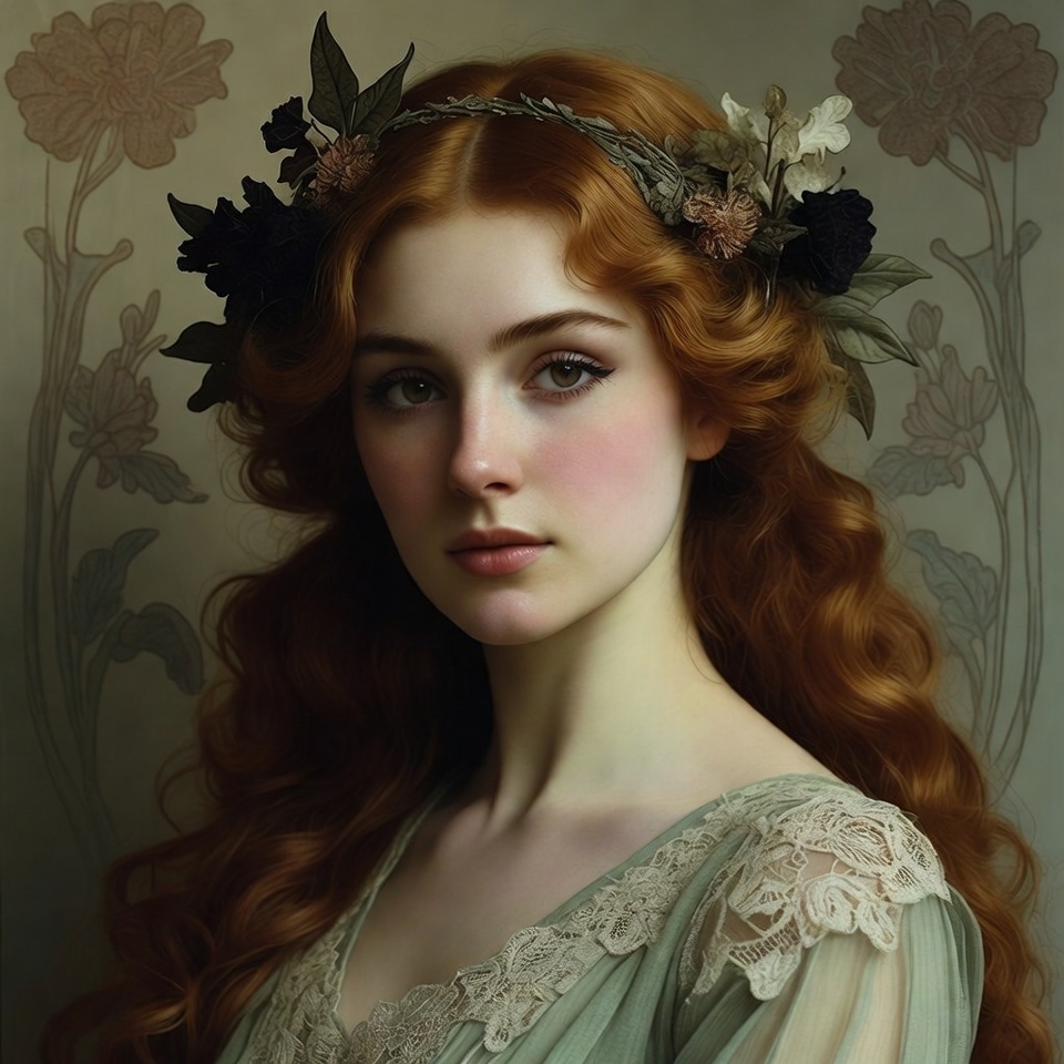 Portrait of a young woman with flowers Portrait of a young woman with flowers