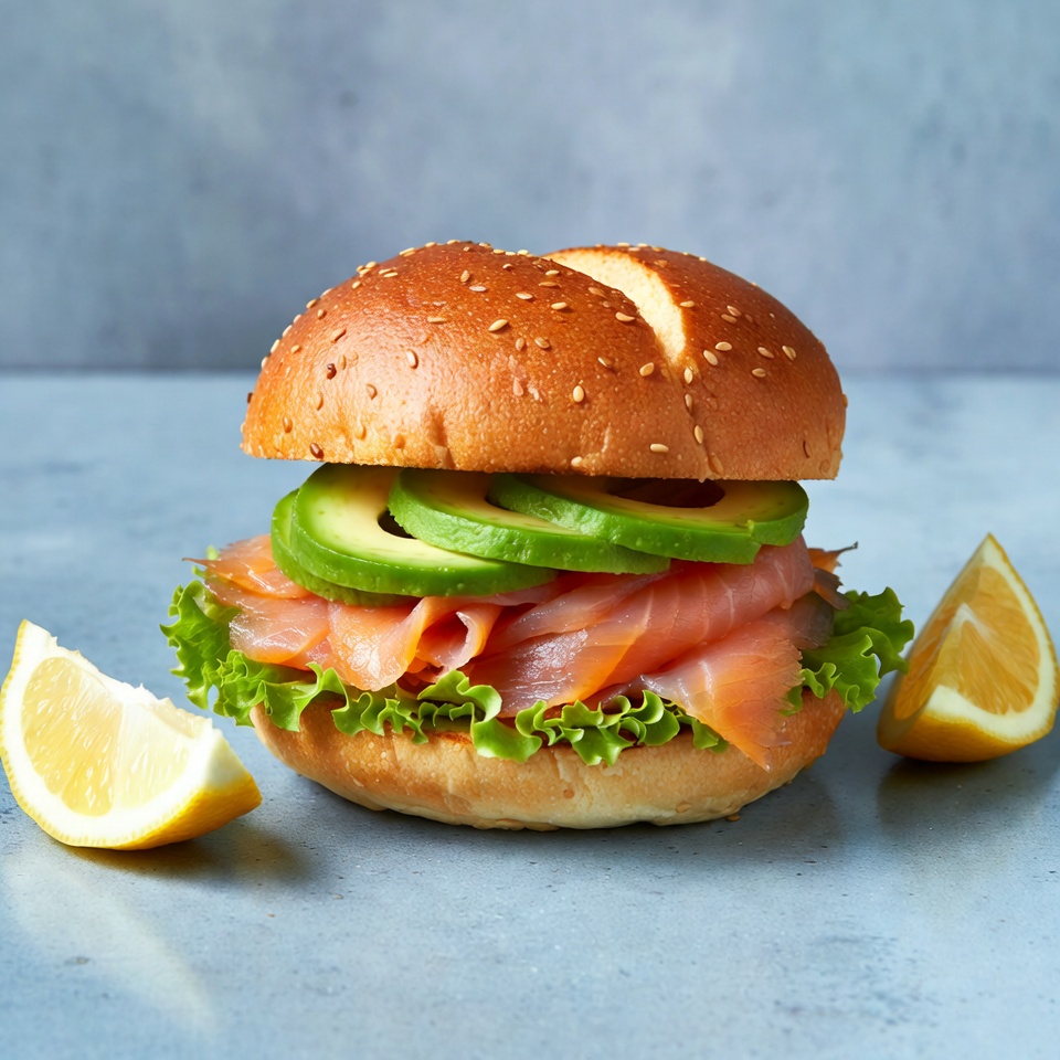 Fresh salmon sandwich on a plate Fresh salmon sandwich on a plate