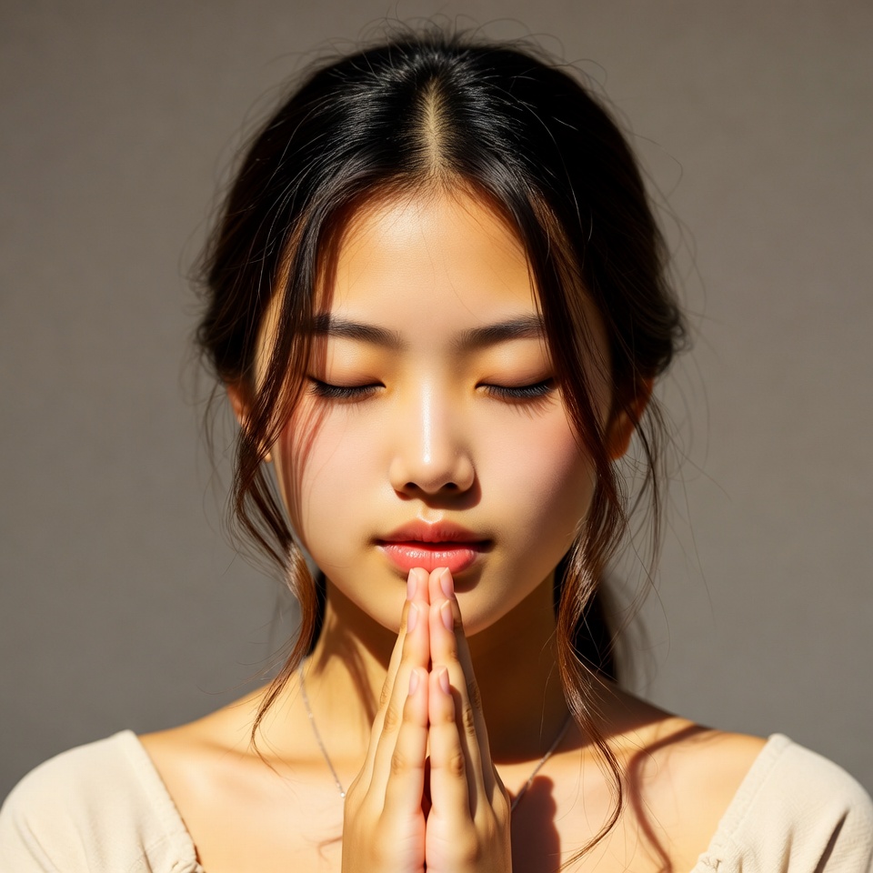 Woman practicing meditation indoors Woman practicing meditation indoors