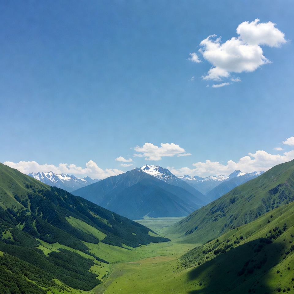 Mountains and valleys under blue sky Mountains and valleys under blue sky