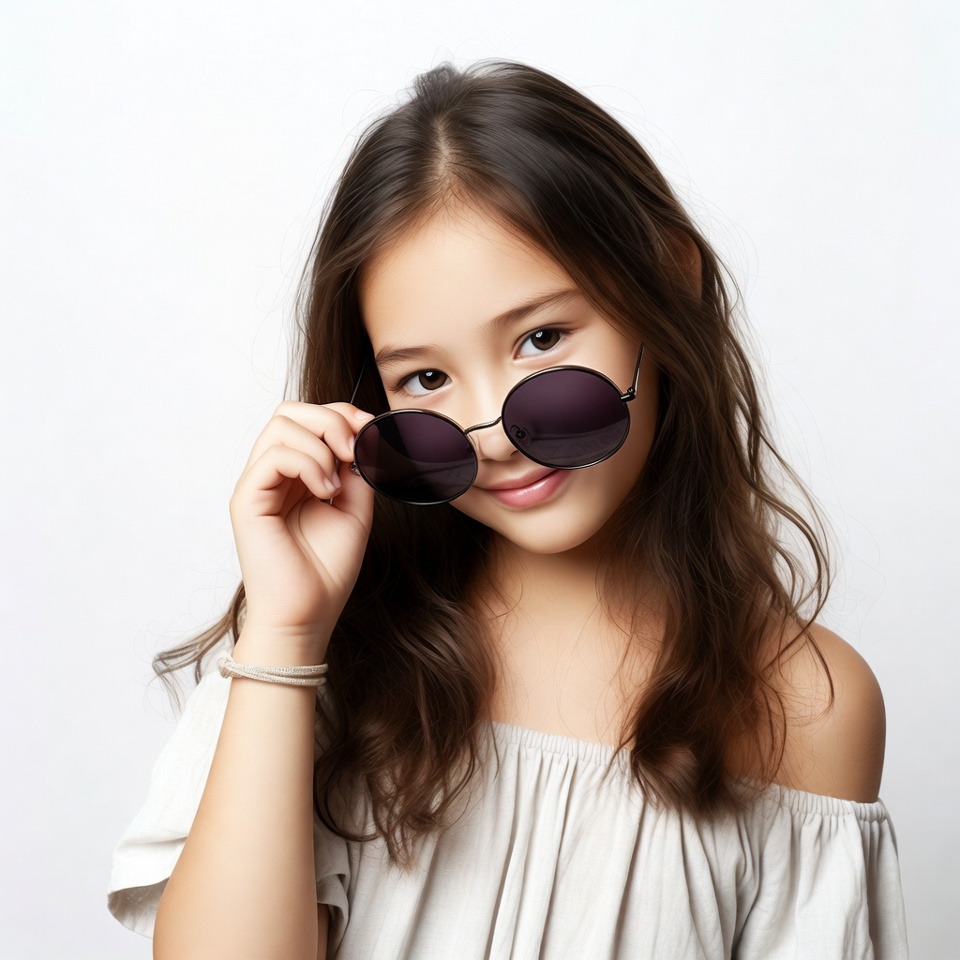 Young girl with sunglasses indoors Young girl with sunglasses indoors