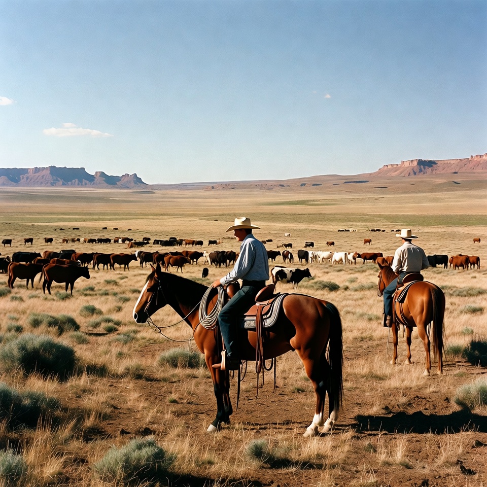 Horse riders watching cattle in the field Horse riders watching cattle in the field