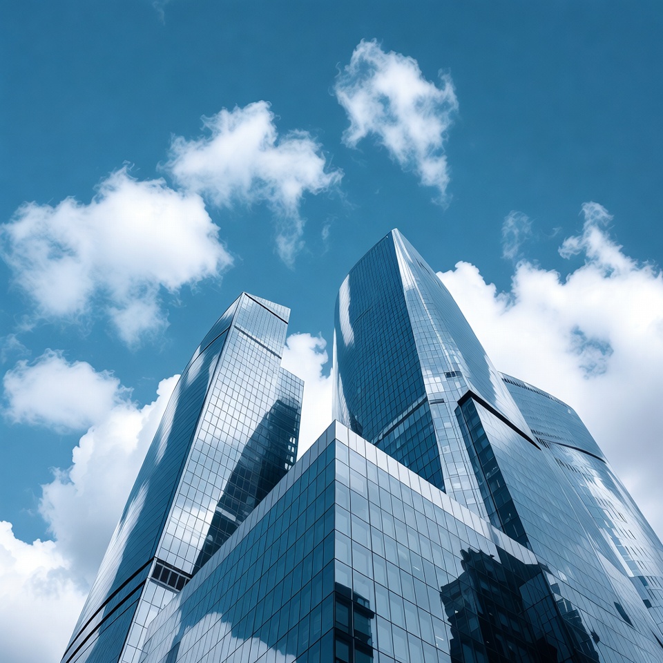 Modern skyscrapers reach the sky Modern skyscrapers reach the sky