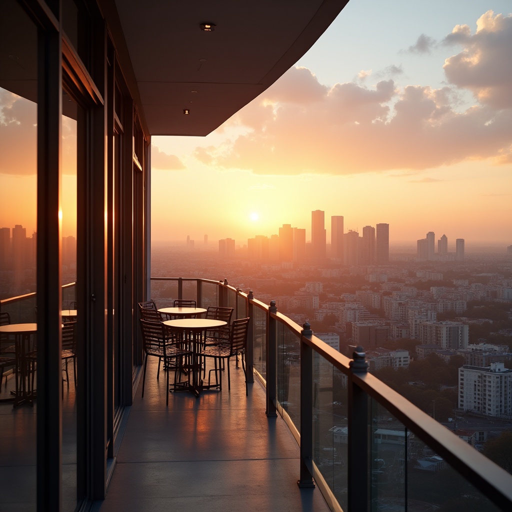 Sunset view from a balcony in a city Sunset view from a balcony in a city