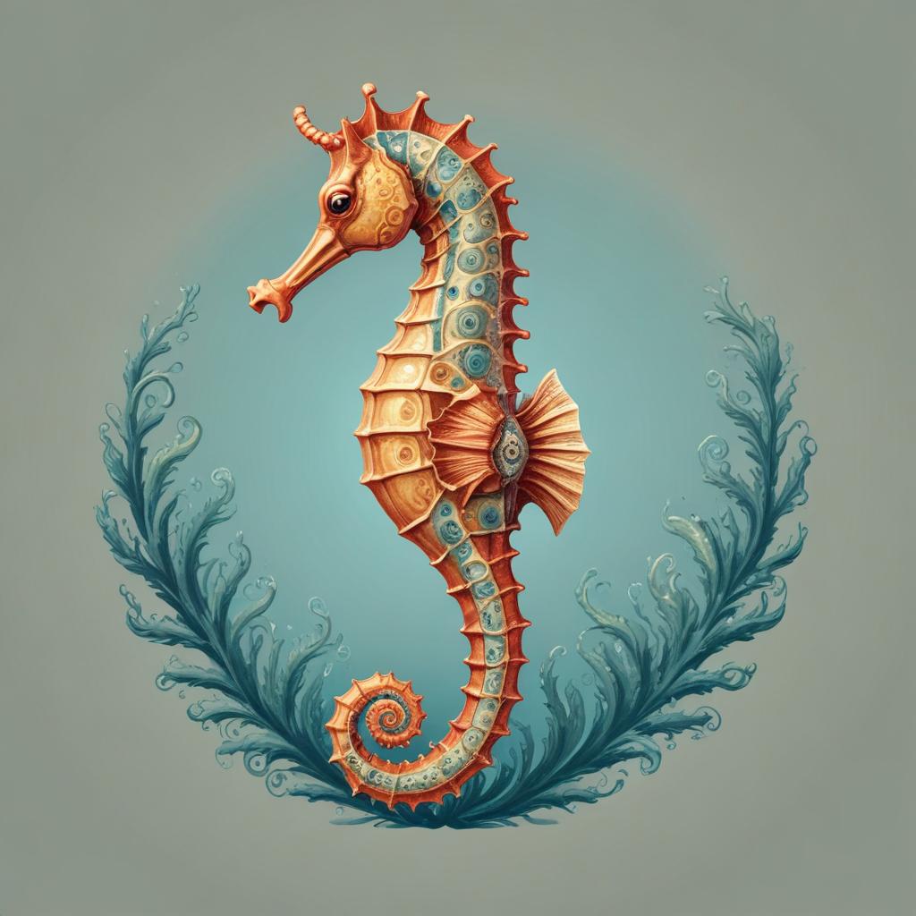 Colorful seahorse swimming in water Colorful seahorse swimming in water