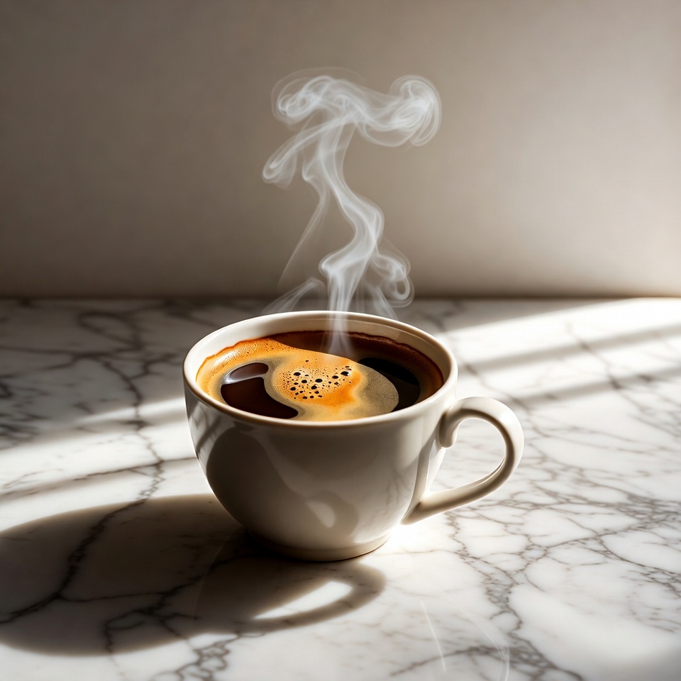 Hot coffee on marble table Hot coffee on marble table