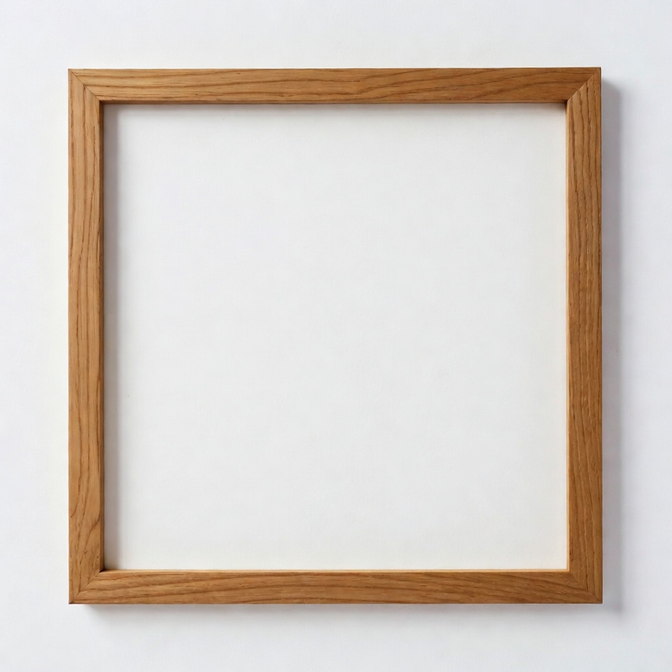 Simple wooden frame on a white wall Simple wooden frame on a white wall