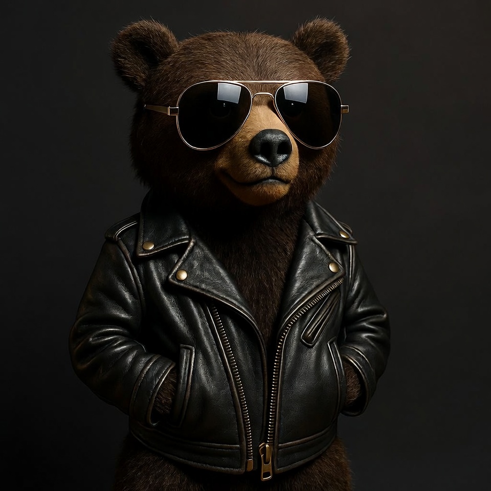 Bear in sunglasses and leather jacket Bear in sunglasses and leather jacket