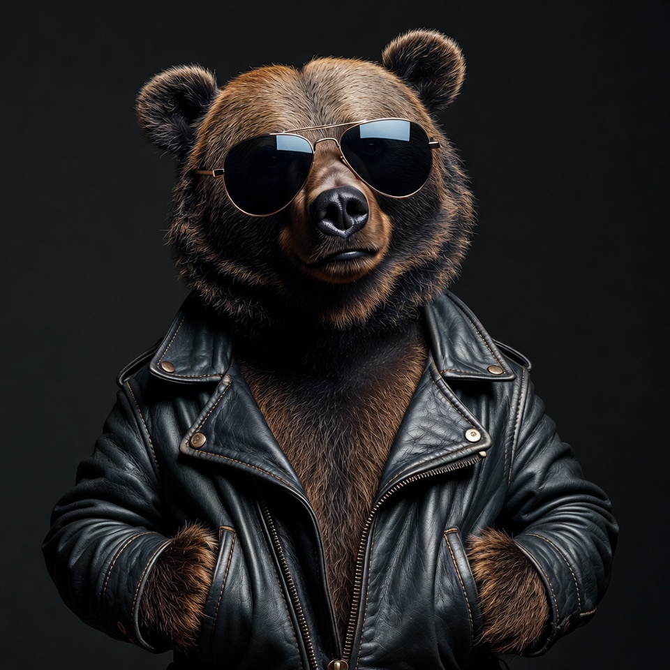Bear in sunglasses and leather jacket Bear in sunglasses and leather jacket