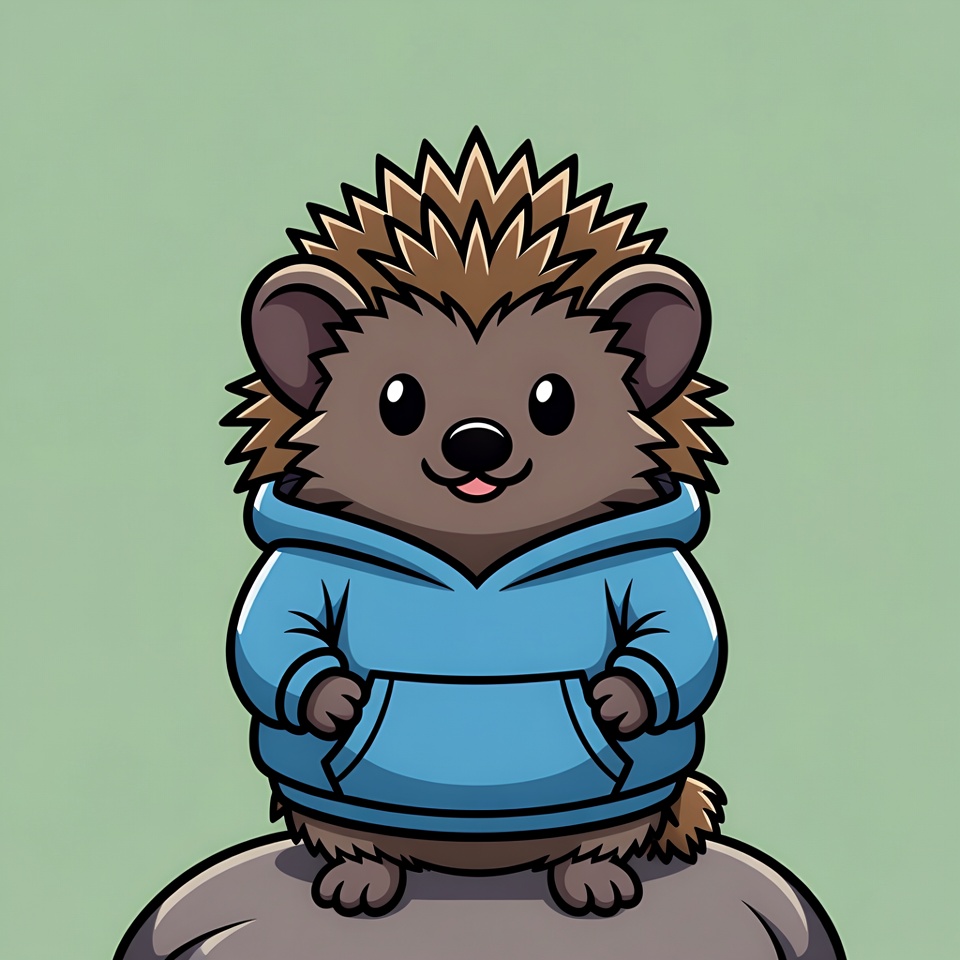 Cute hedgehog in a blue hoodie Cute hedgehog in a blue hoodie