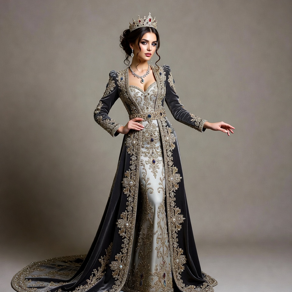 Elegant lady in ornate gown Elegant lady in ornate gown