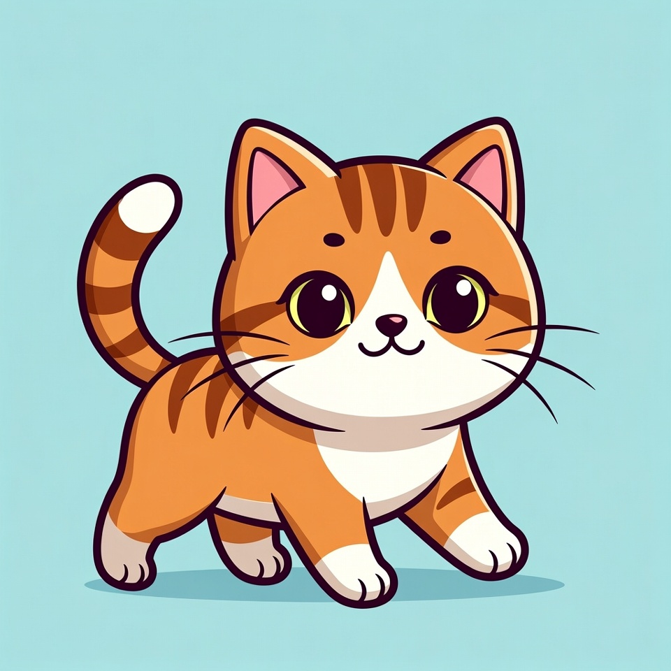 Cute orange cat in cartoon style Cute orange cat in cartoon style