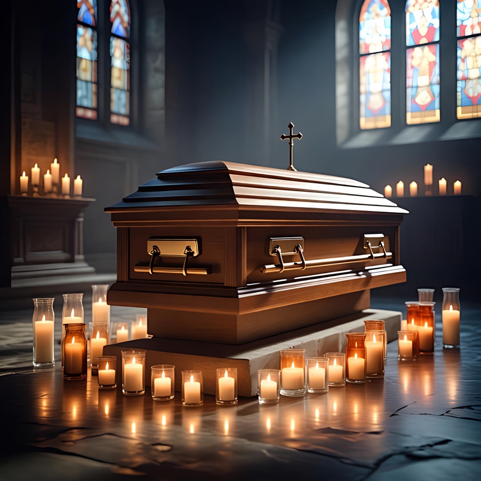 Candlelit vigil in a church Candlelit vigil in a church