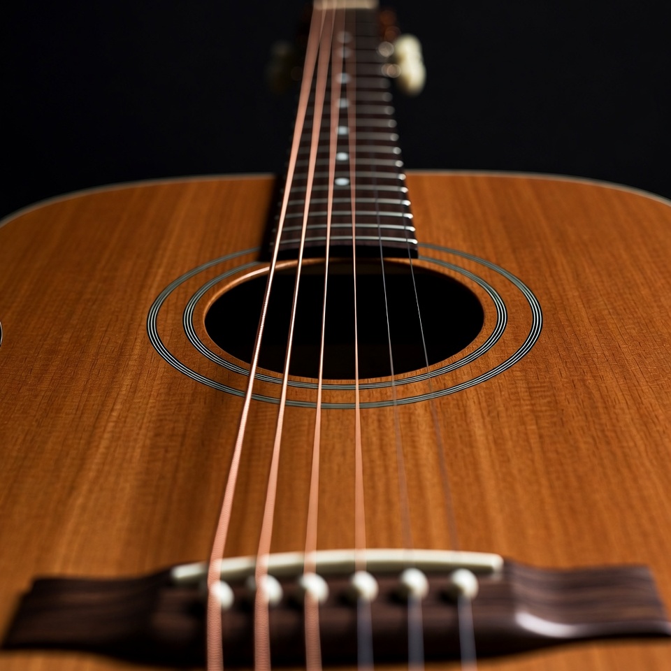 Guitar close-up on a dark background Guitar close-up on a dark background