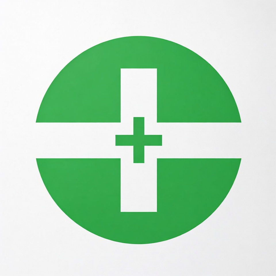 Green cross symbol in a circle Green cross symbol in a circle
