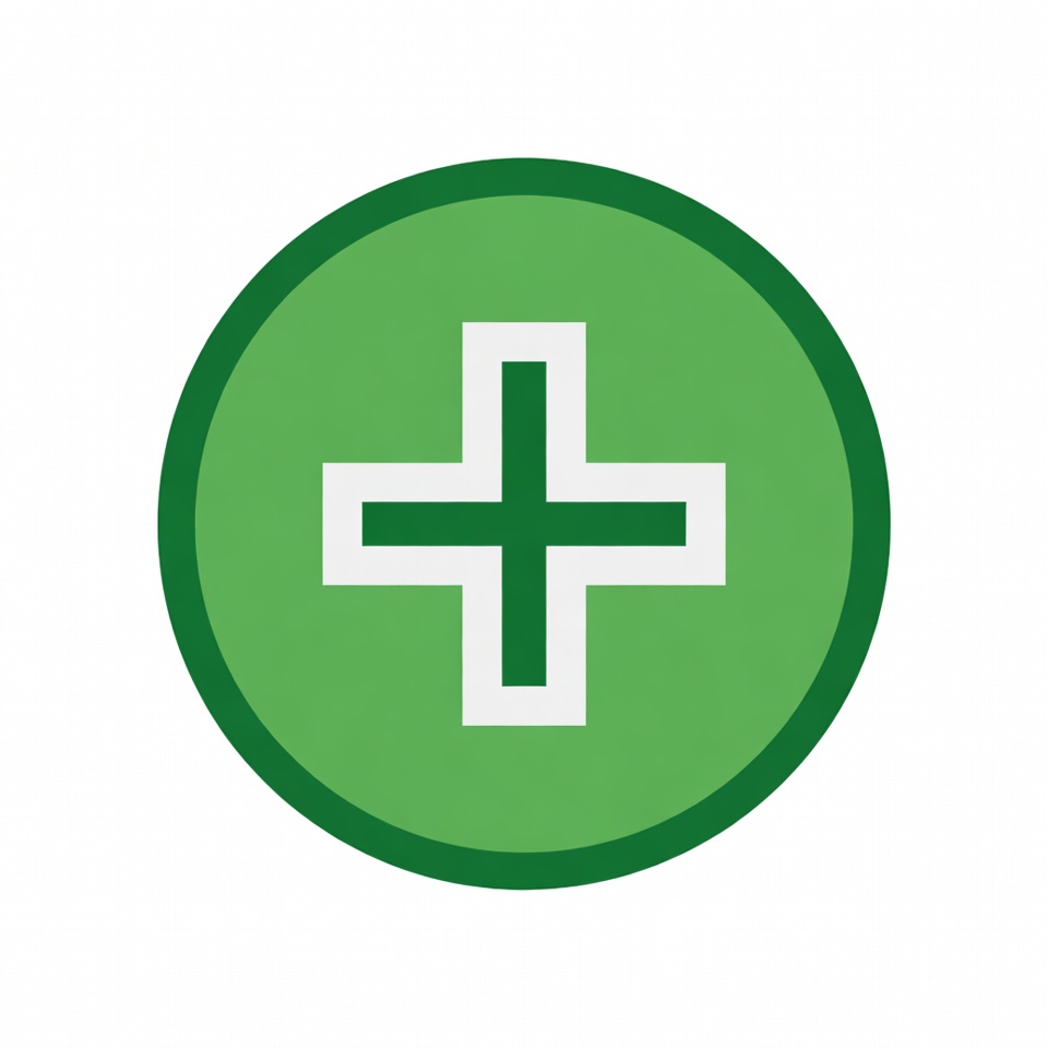 Medical symbol in green circle Medical symbol in green circle