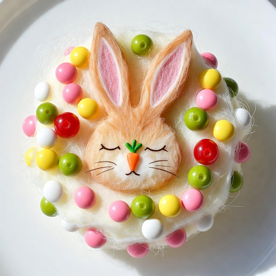 Cute bunny dessert with colorful candies Cute bunny dessert with colorful candies