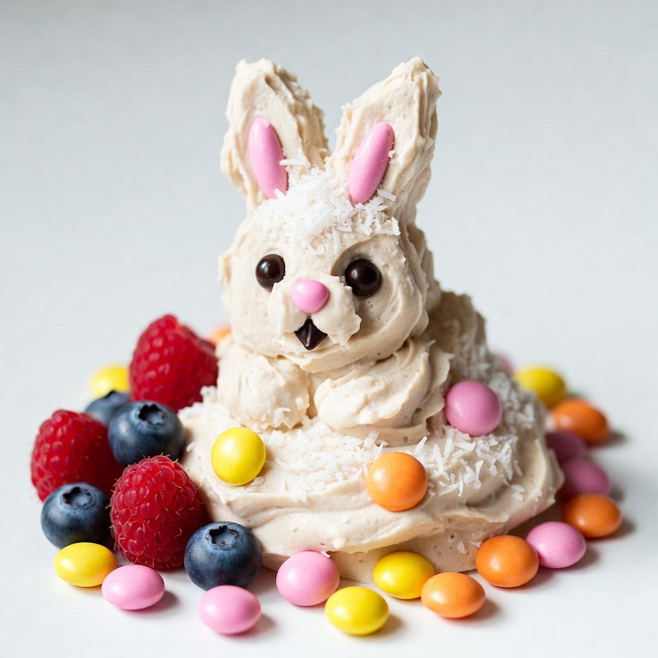 Bunny dessert made with cream and candy Bunny dessert made with cream and candy
