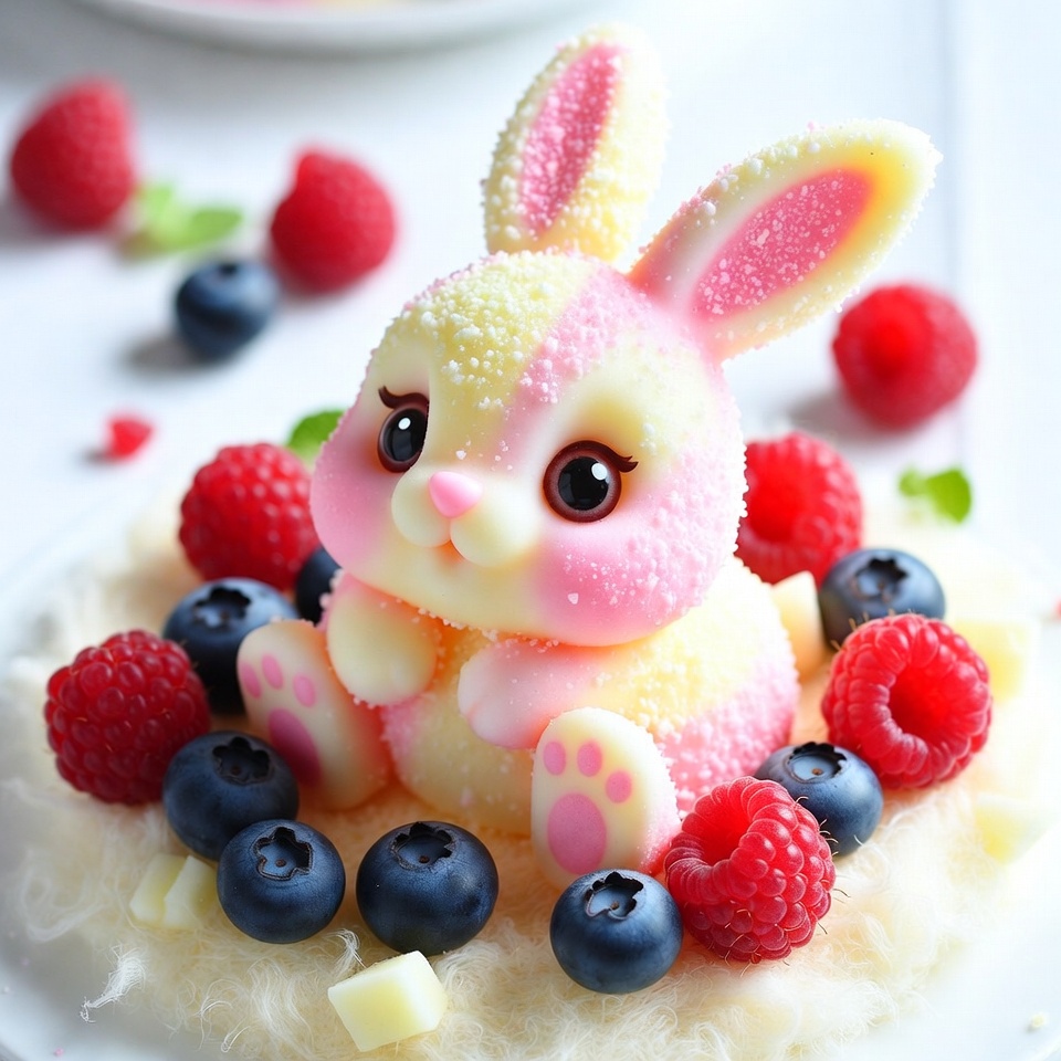 Cute rabbit dessert with berries Cute rabbit dessert with berries
