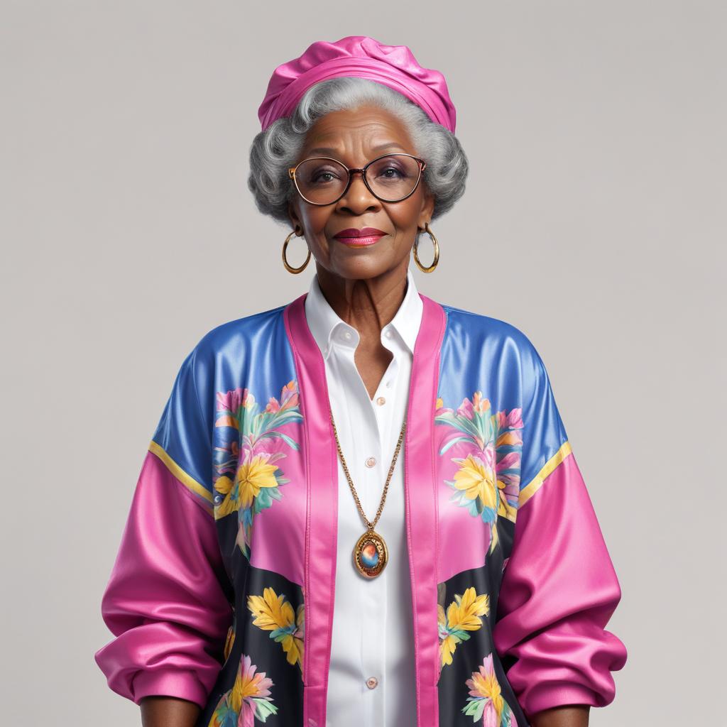 Elderly woman in colorful attire Elderly woman in colorful attire