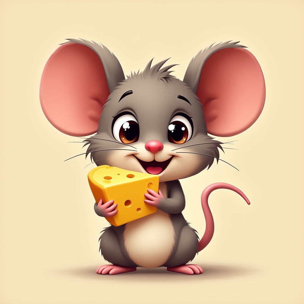 Cute cartoon mouse with cheese Cute cartoon mouse with cheese