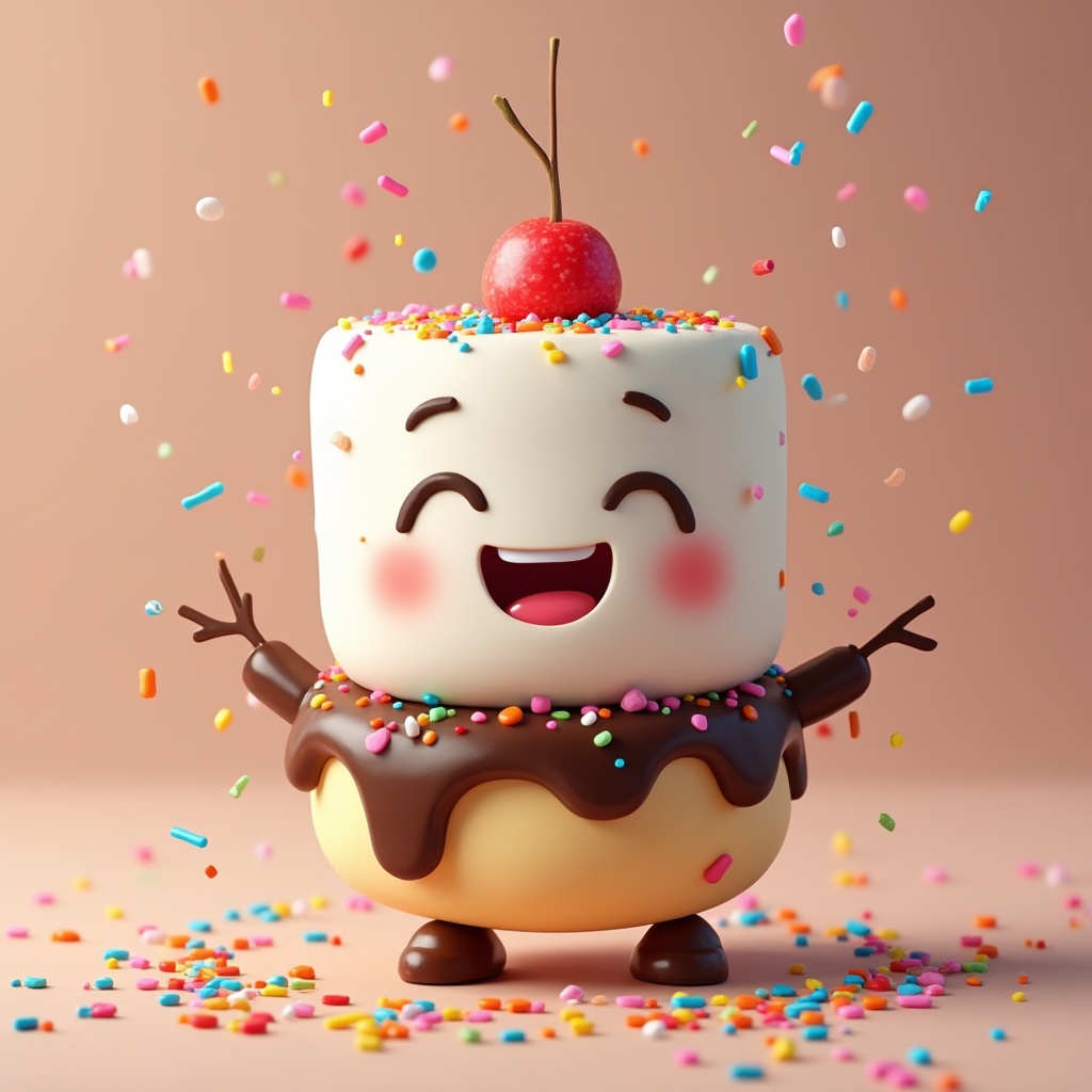 Cute dessert character with sprinkles Cute dessert character with sprinkles