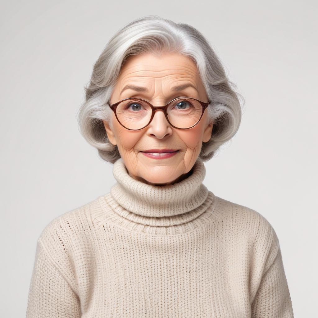 Elderly woman smiling in beige sweater Elderly woman smiling in beige sweater