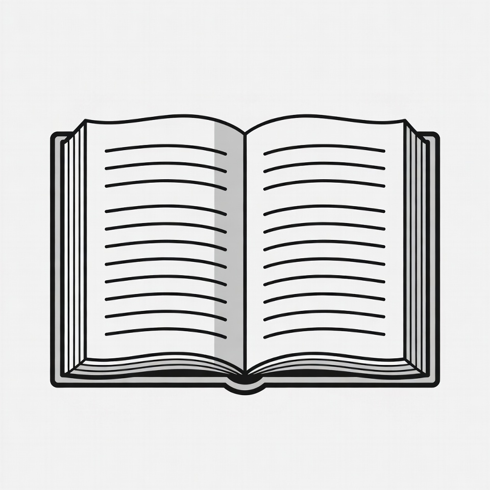 Open book with blank pages shown Open book with blank pages shown