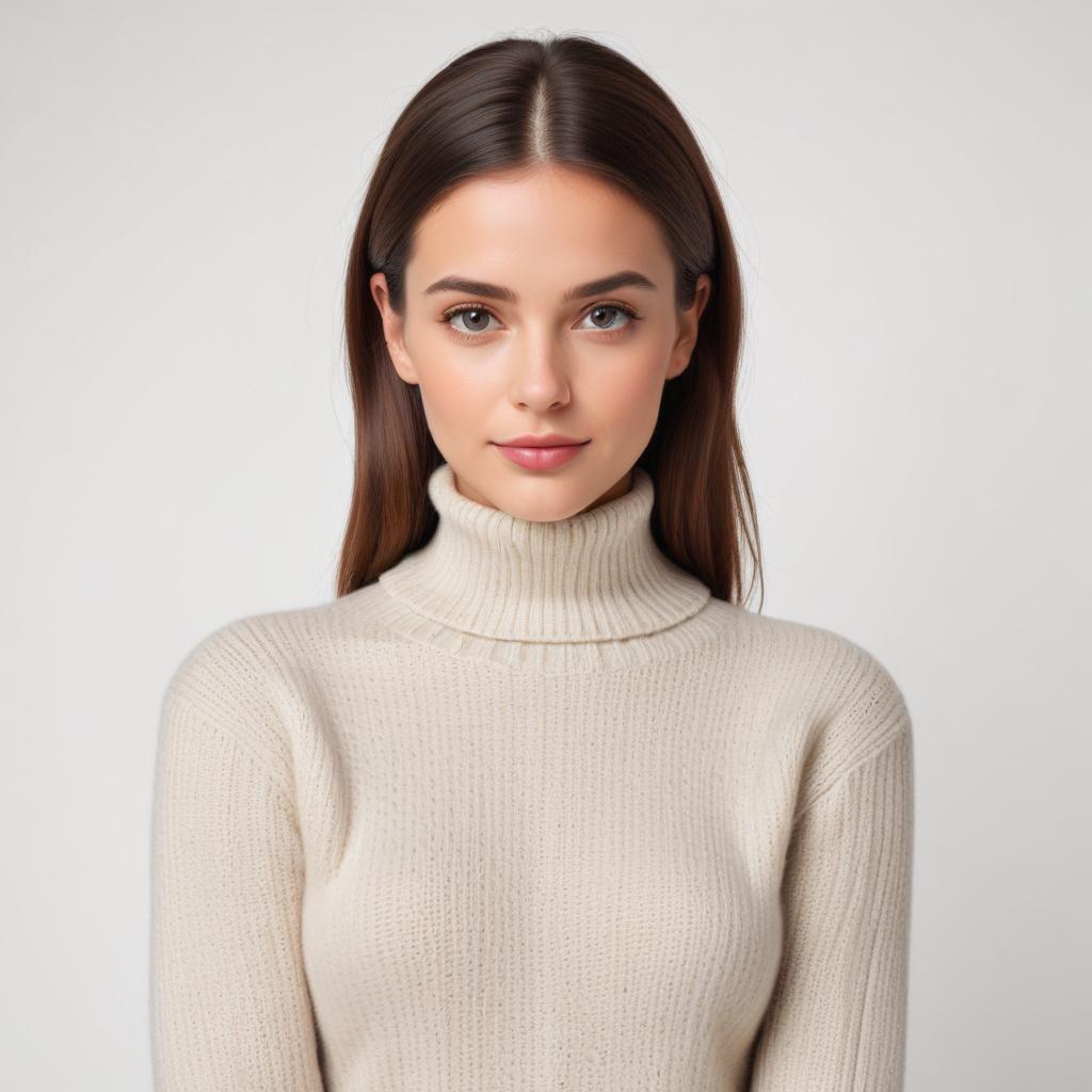 Woman in light turtleneck sweater Woman in light turtleneck sweater
