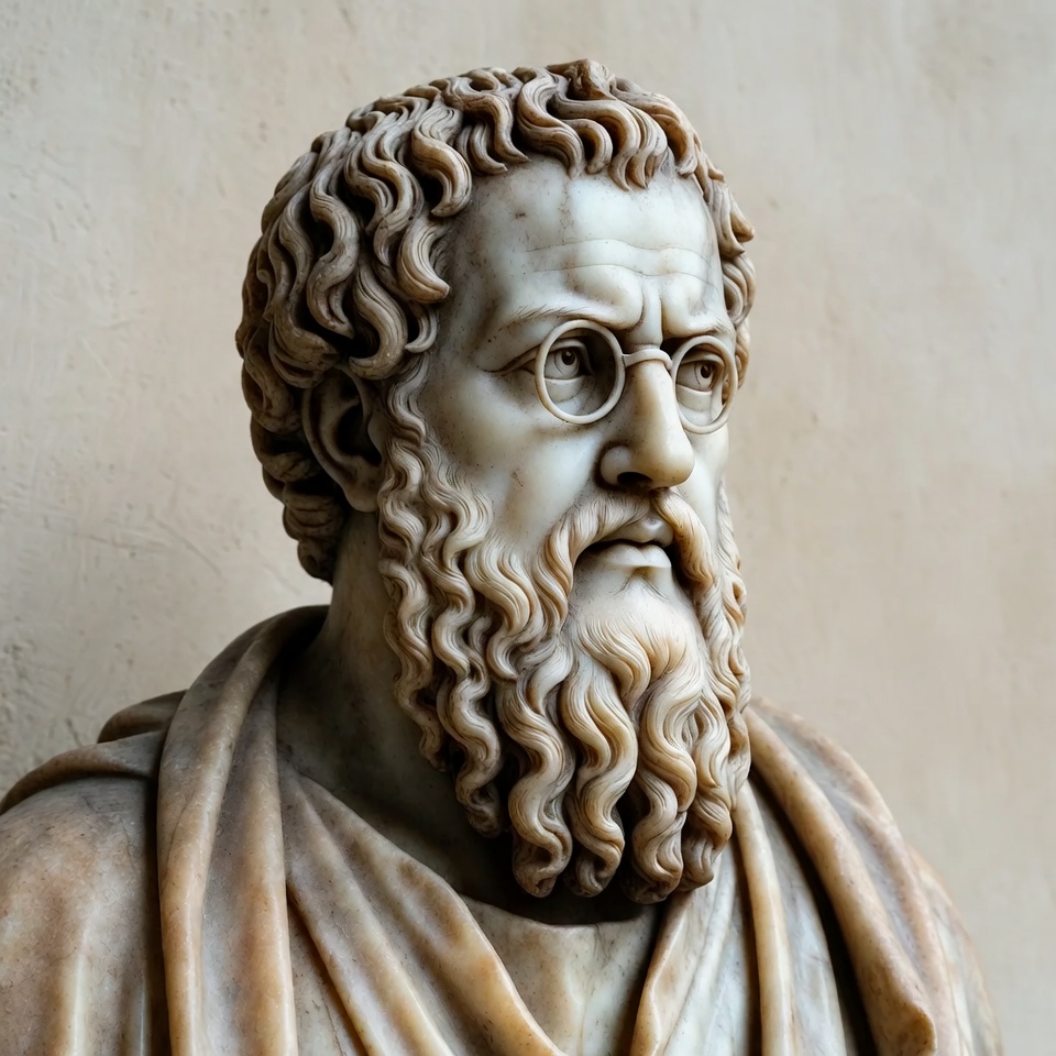 Sculpture of a wise figure in marble Sculpture of a wise figure in marble