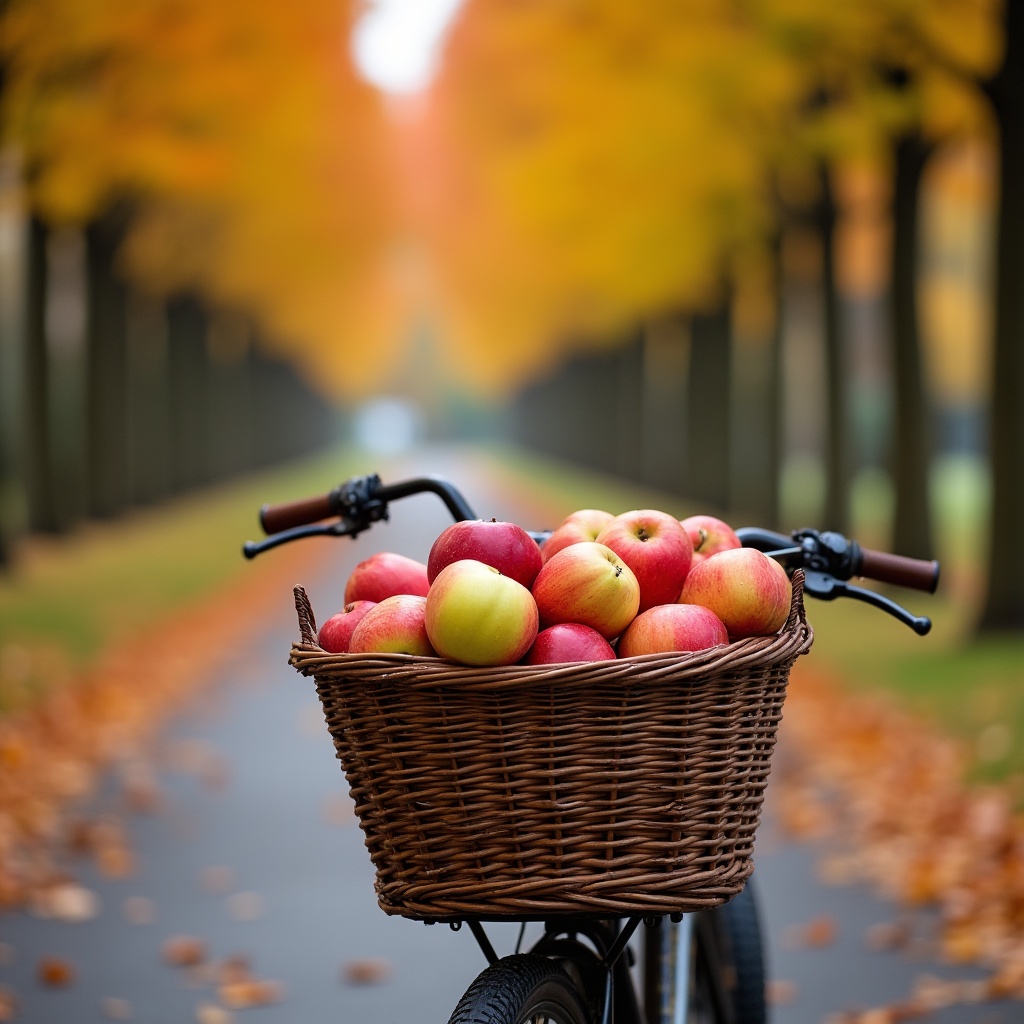 Bicycle with apples in autumn park Bicycle with apples in autumn park