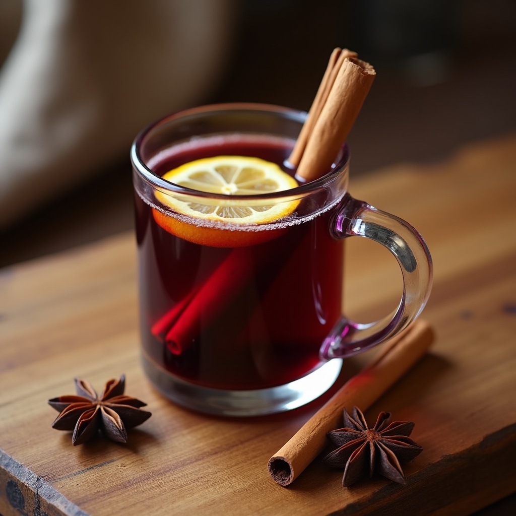Warm drink with lemon and spices Warm drink with lemon and spices