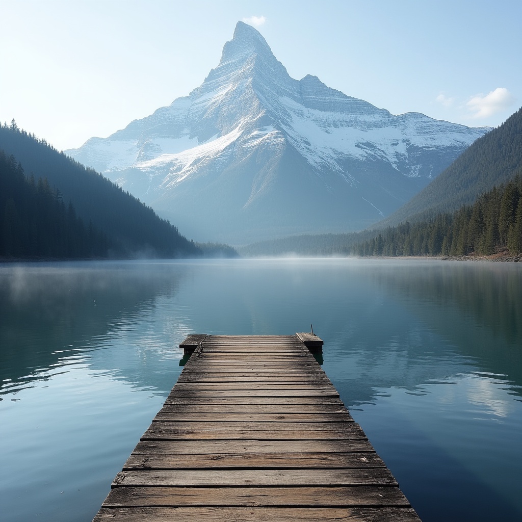 Mountain and lake scene at sunrise Mountain and lake scene at sunrise