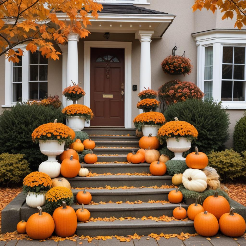 Fall decor with pumpkins and flowers Fall decor with pumpkins and flowers