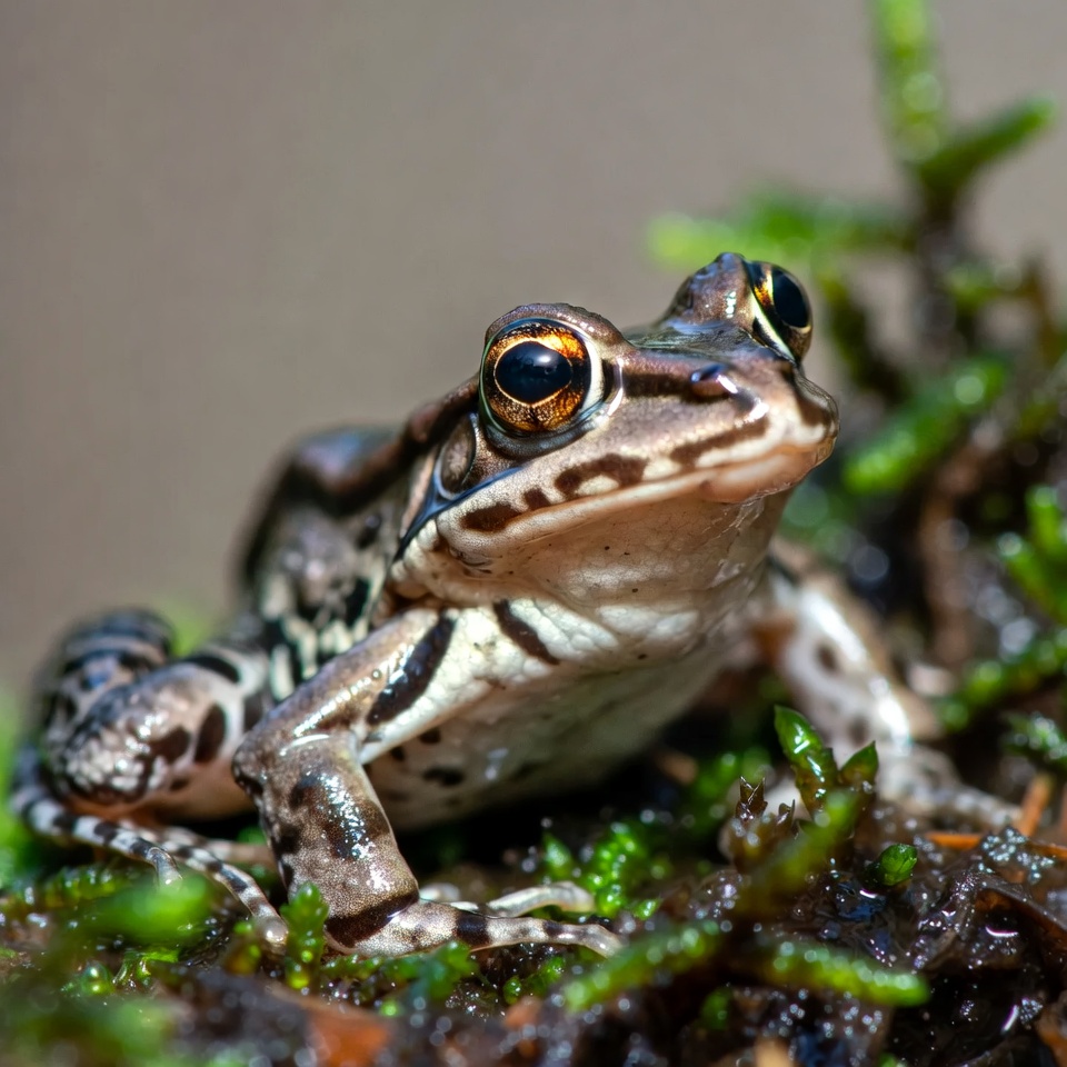 Frog sitting on wet moss Frog sitting on wet moss