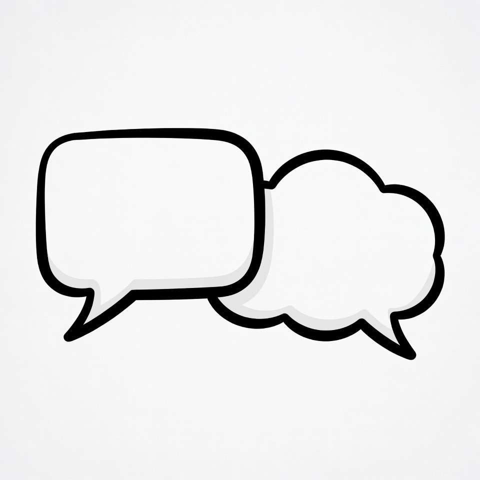 Two speech bubbles on a plain background Two speech bubbles on a plain background