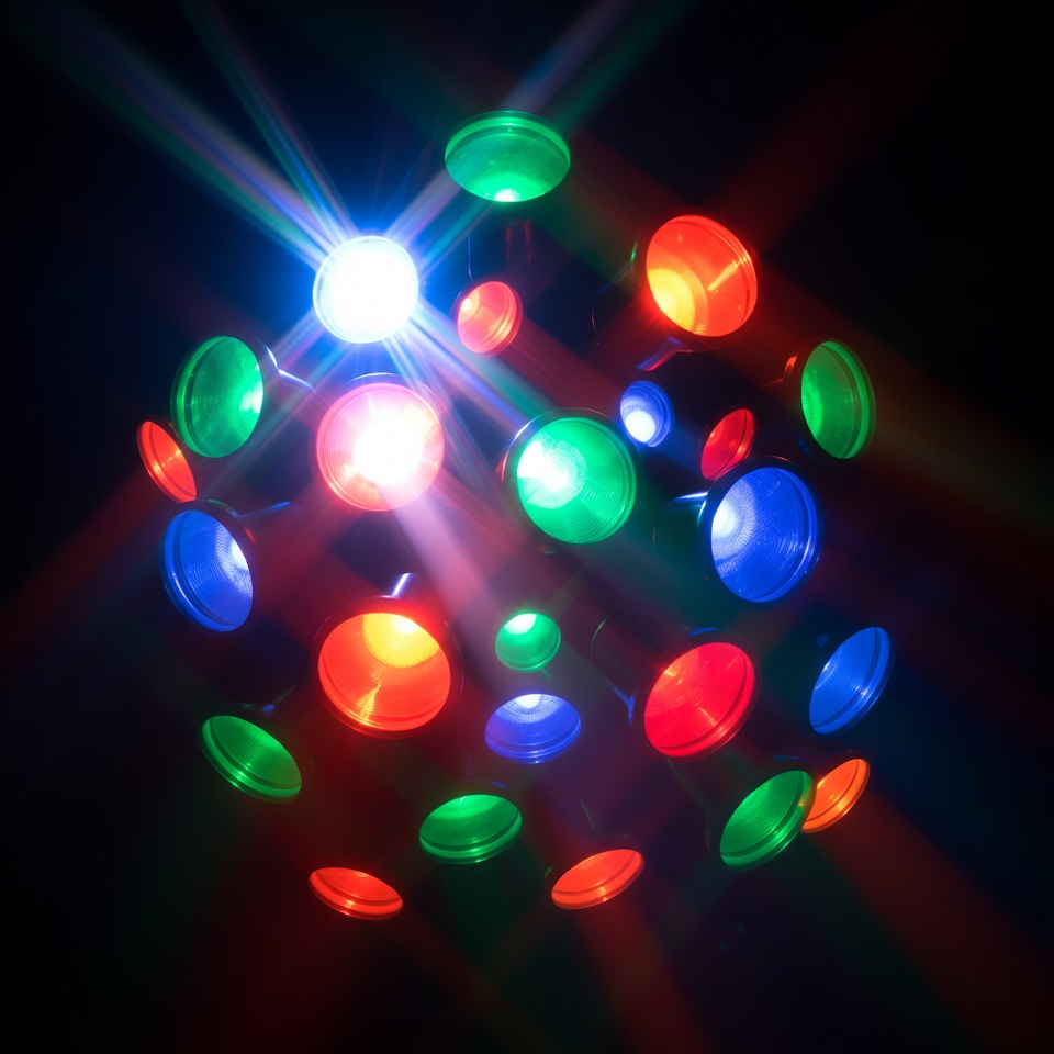 Colorful light display at a party Colorful light display at a party