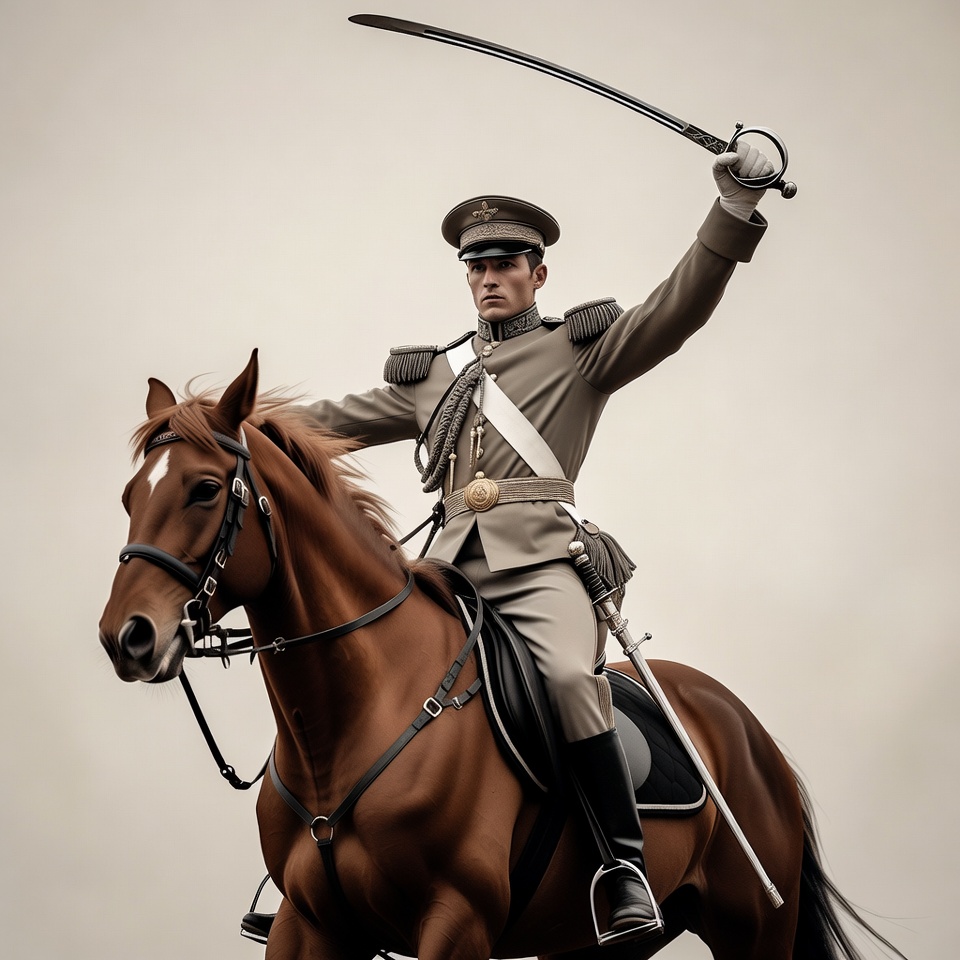 Horseman with sword in action Horseman with sword in action