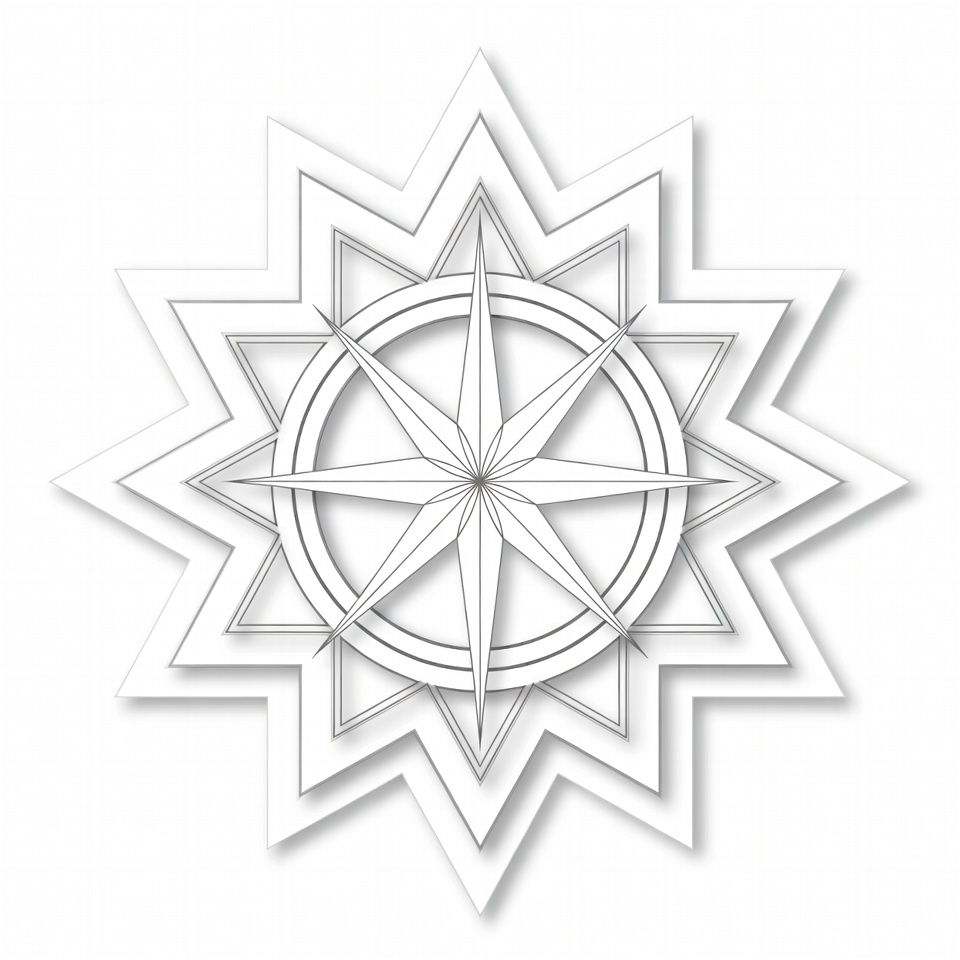 Compass rose with star design Compass rose with star design