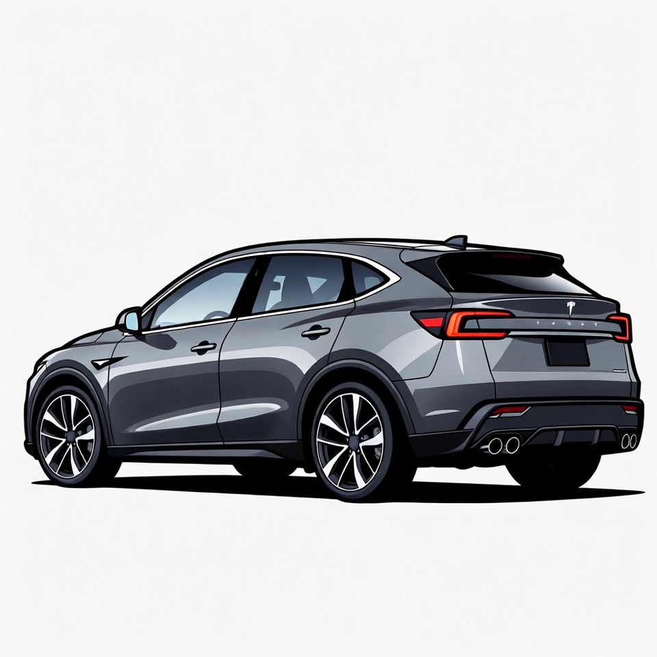 Stylish electric vehicle in urban setting Stylish electric vehicle in urban setting