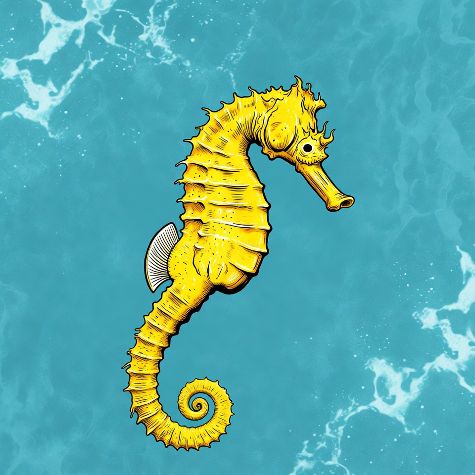 Yellow seahorse in blue water Yellow seahorse in blue water