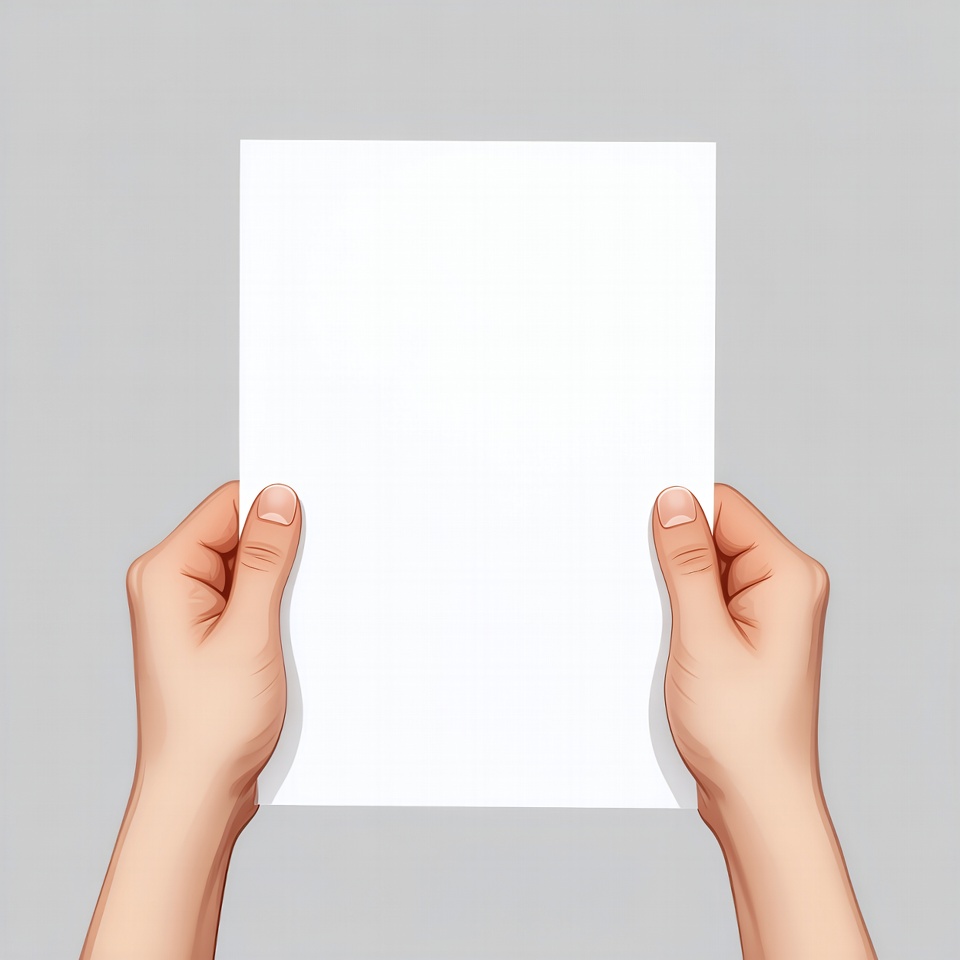 Holding a blank piece of paper Holding a blank piece of paper