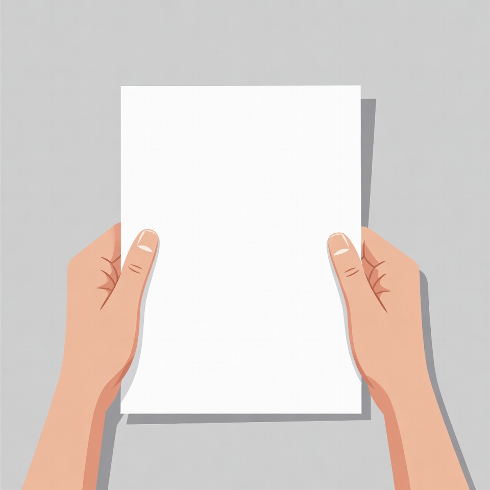 Person holds blank paper in hands Person holds blank paper in hands