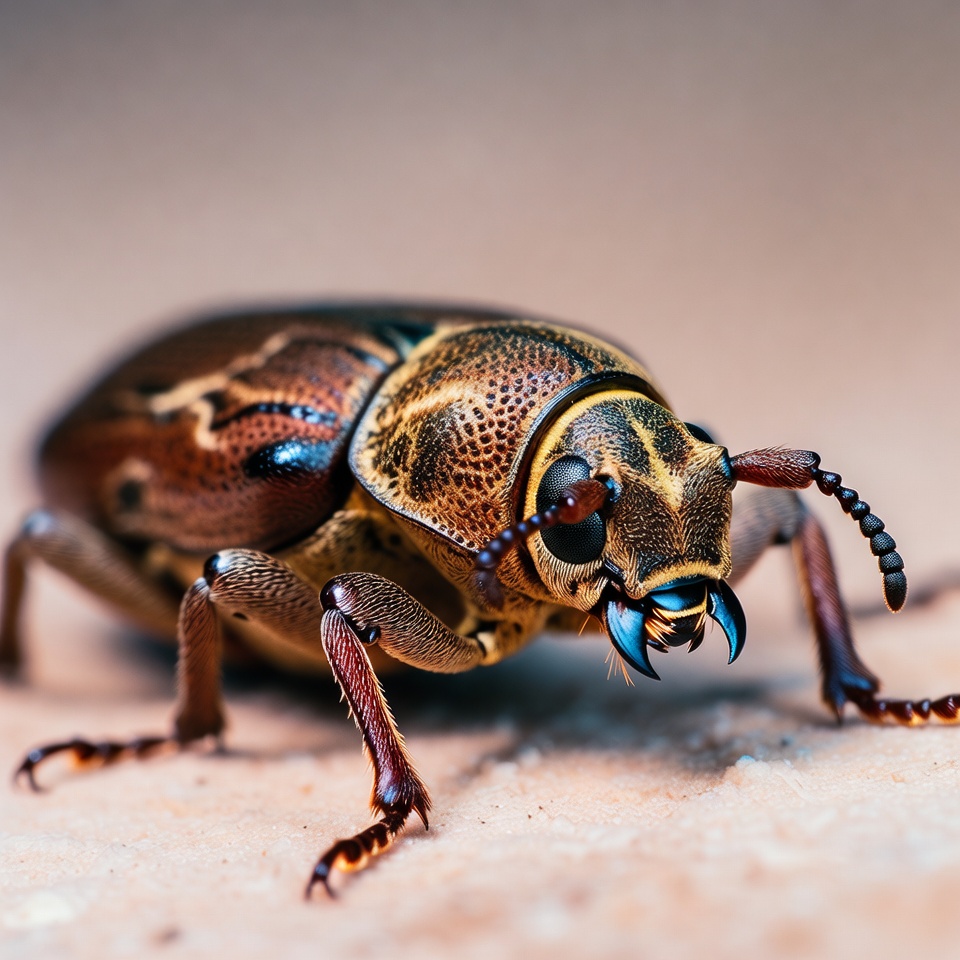 Close-up of a beetle on the surface Close-up of a beetle on the surface